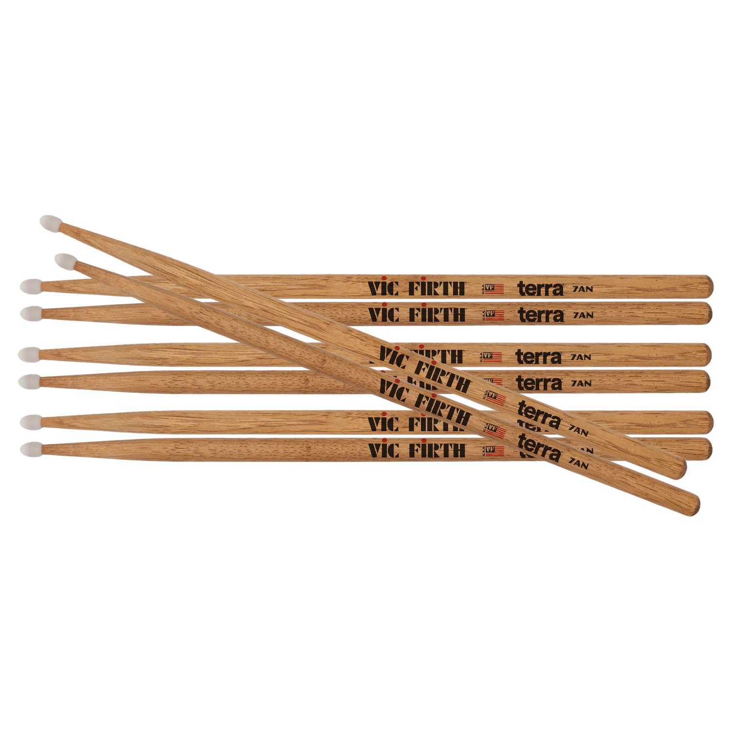 vic-firth-terra-7atn-baguettes-batterie-hickory-lot-4-paires image 1