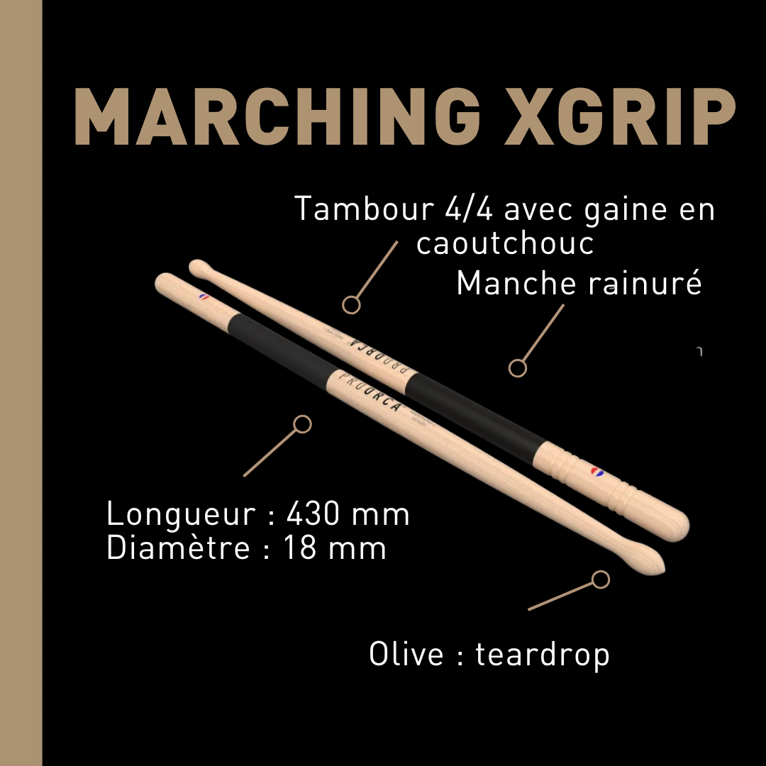 pro-orca-marching-xgrip-baguettes-tambour-hickory-grip image 2