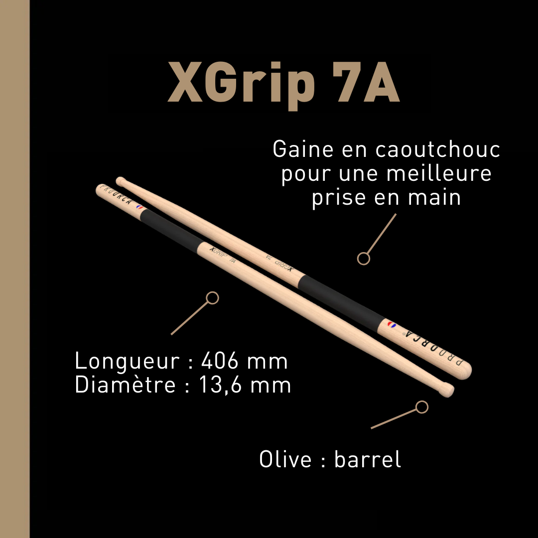 pro-orca-xgrip-7a-baguettes-batterie-hickory-grip-2 image 2