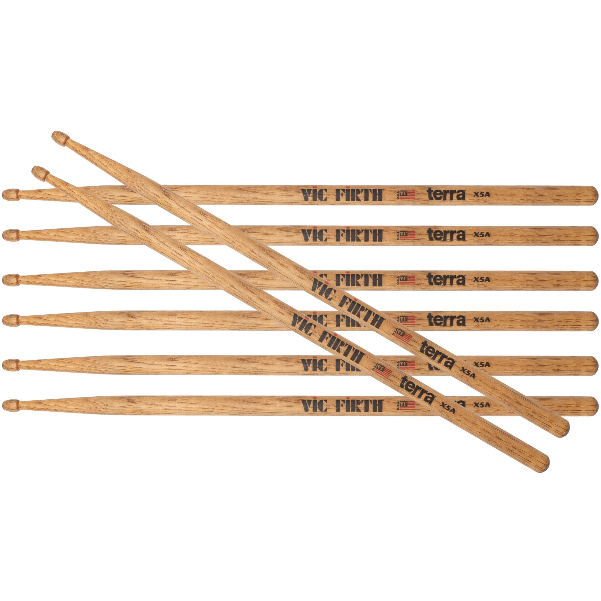vic-firth-terra-x5at-baguettes-batterie-hickory-lot-4-paires image 1