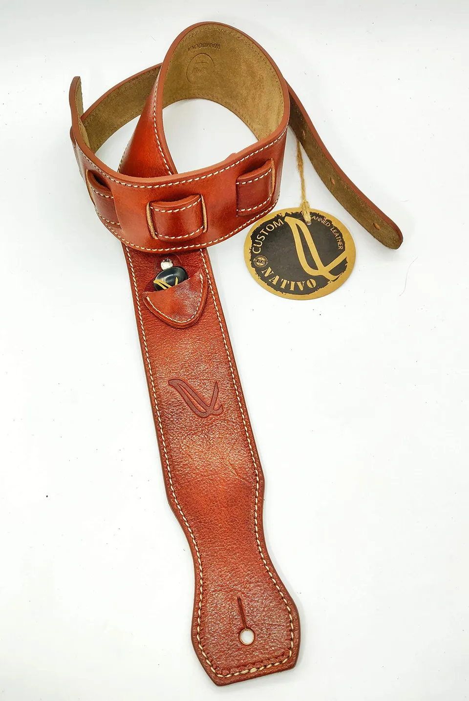 wambooka-custom-sangle-guitare-cuir-marron-90-140-cm image 1