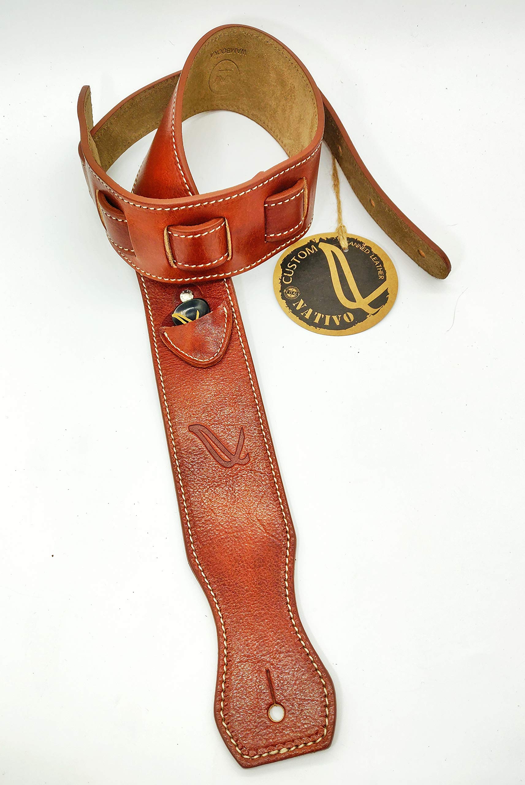 wambooka-custom-sangle-guitare-cuir-marron-90-140-cm image 1