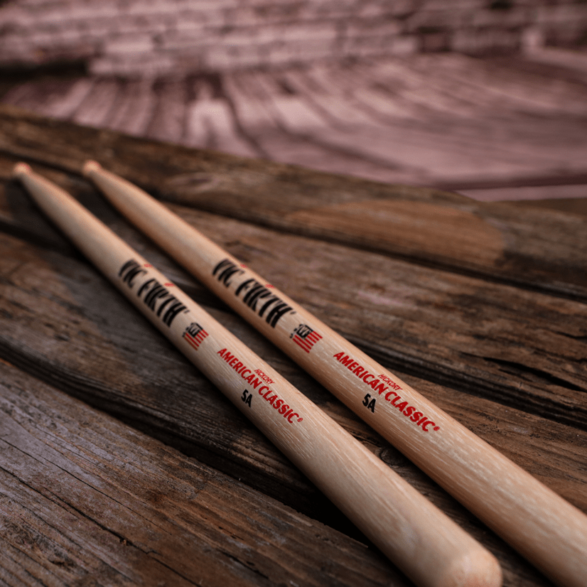 vic-firth-american-classic-5a-baguettes-batterie-hickory-olive-bois image 5