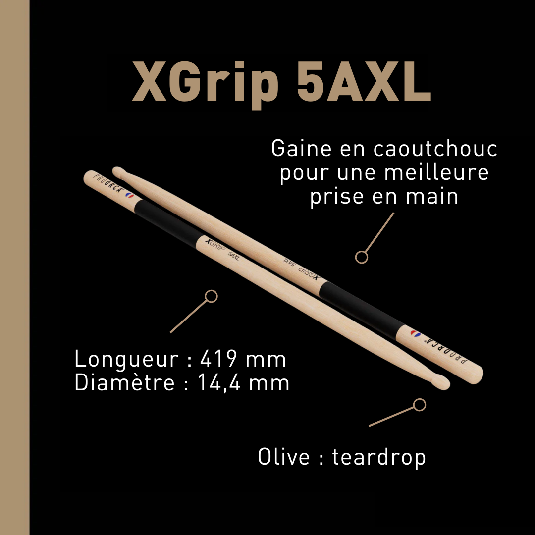 pro-orca-xgrip-5axl-baguettes-hickory-grip-extra-longues image 2