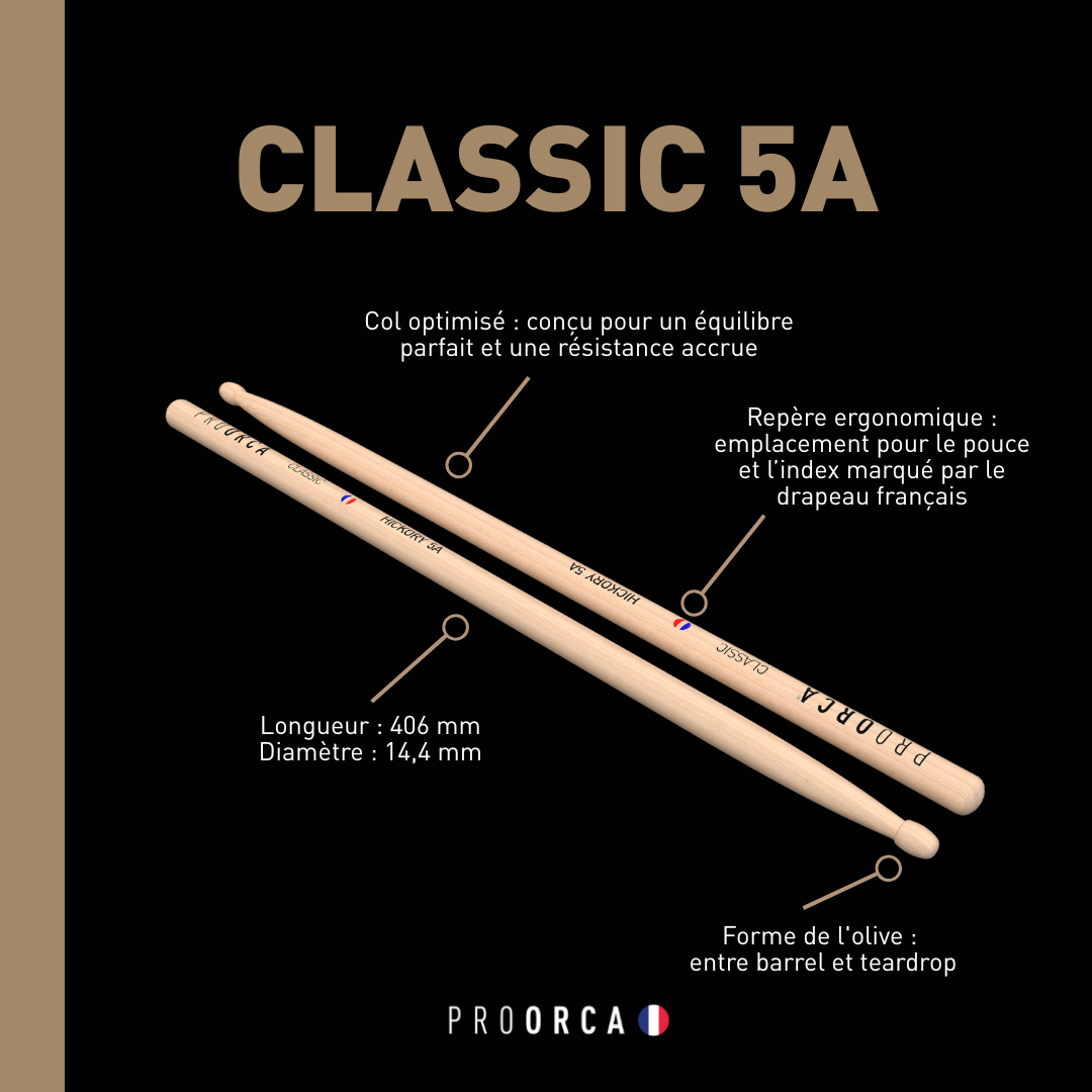 pro-orca-classic-5a-baguettes-hickory-lot-3-paires image 2