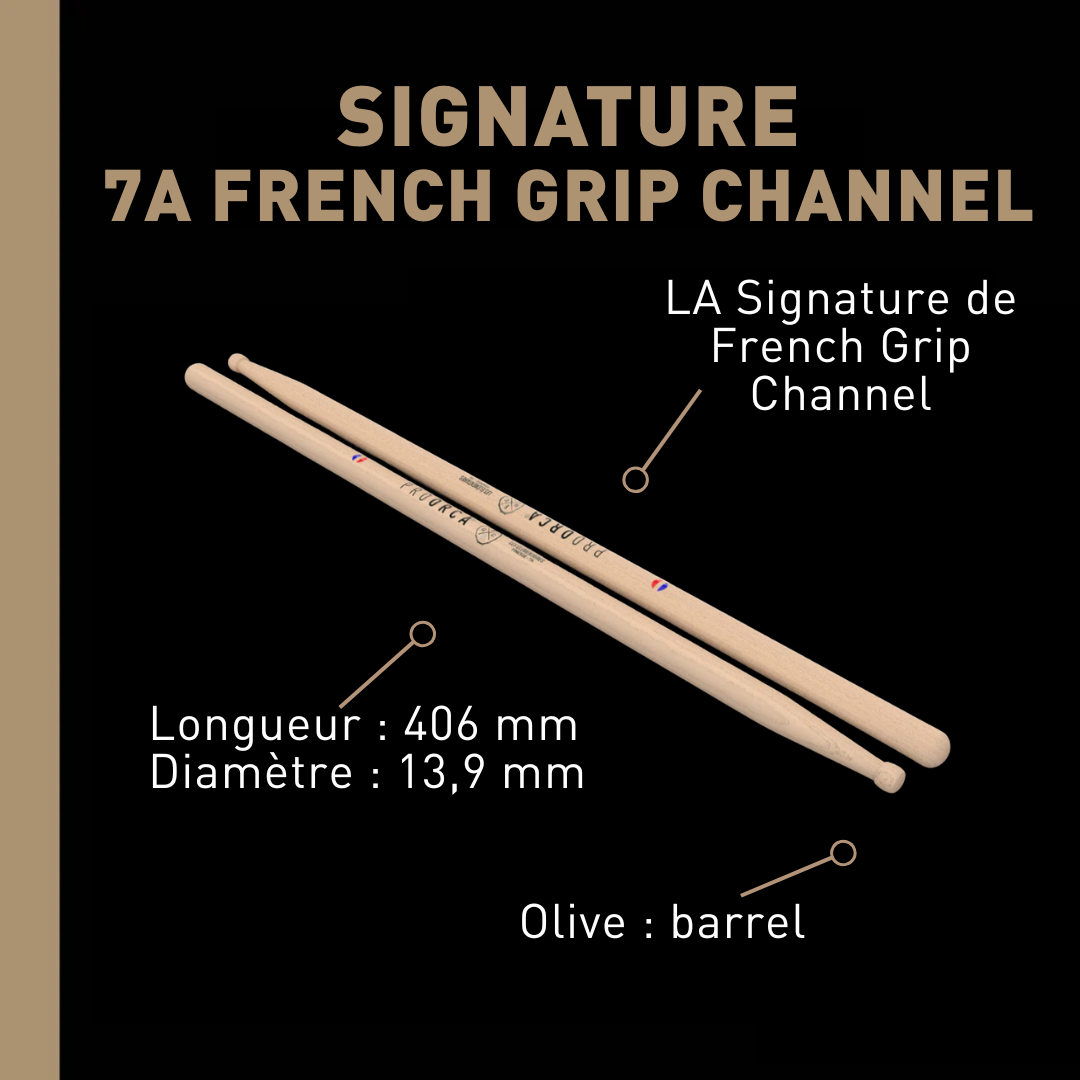 pro-orca-signature-7a-baguettes-batterie-hickory-french-grip image 2