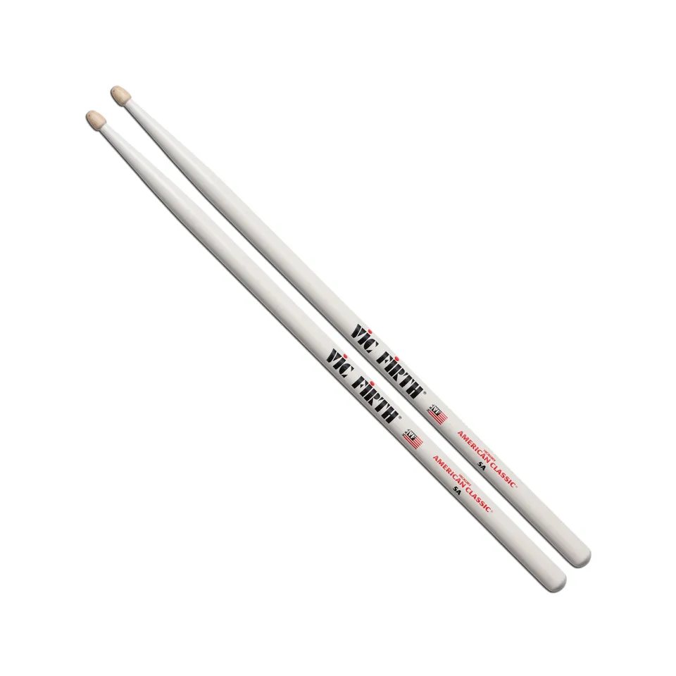 vic-firth-american-classic-5a-baguettes-batterie-blanches image 1