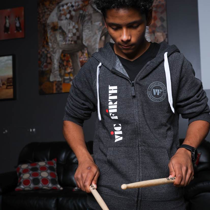 vic-firth-american-classic-sweat-capuche-zipp-l-gris image 4