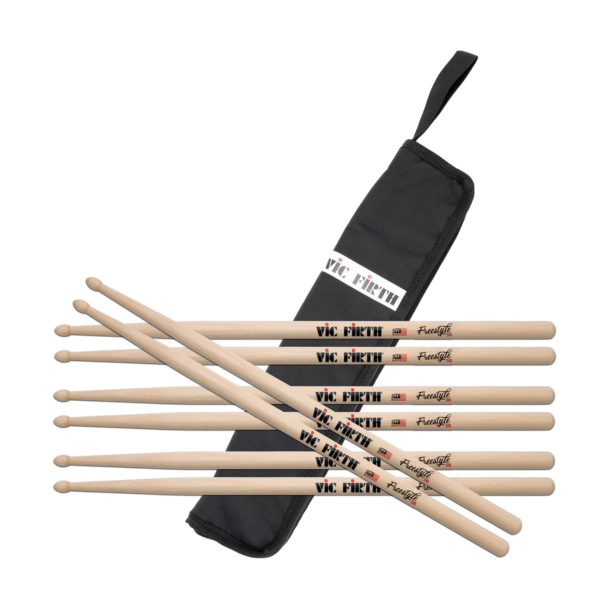 vic-firth-freestyle-5b-pack-4-paires-baguettes-housse image 1