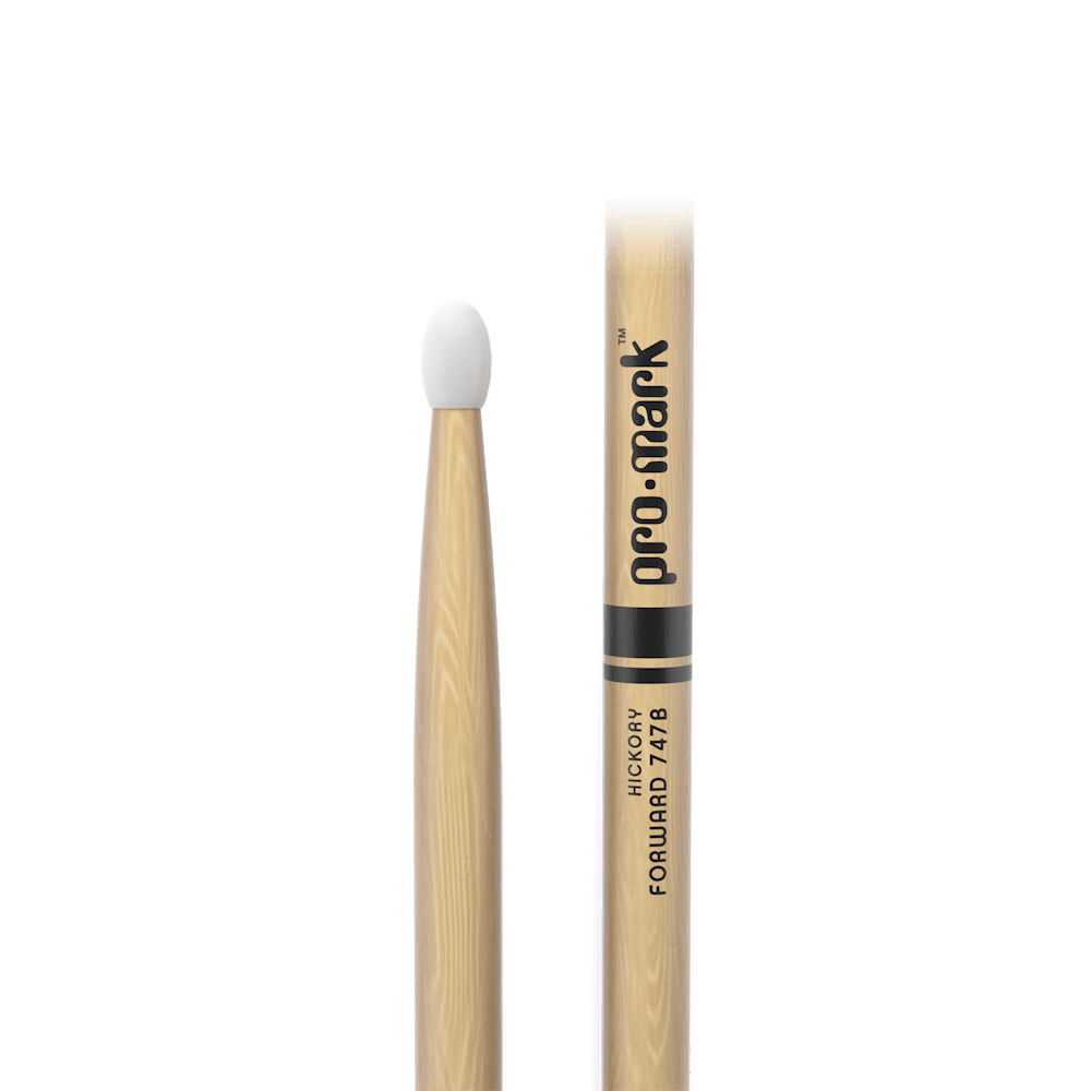promark-forward-747b-baguette-batterie-pointe-nylon-longue-hickory image 2