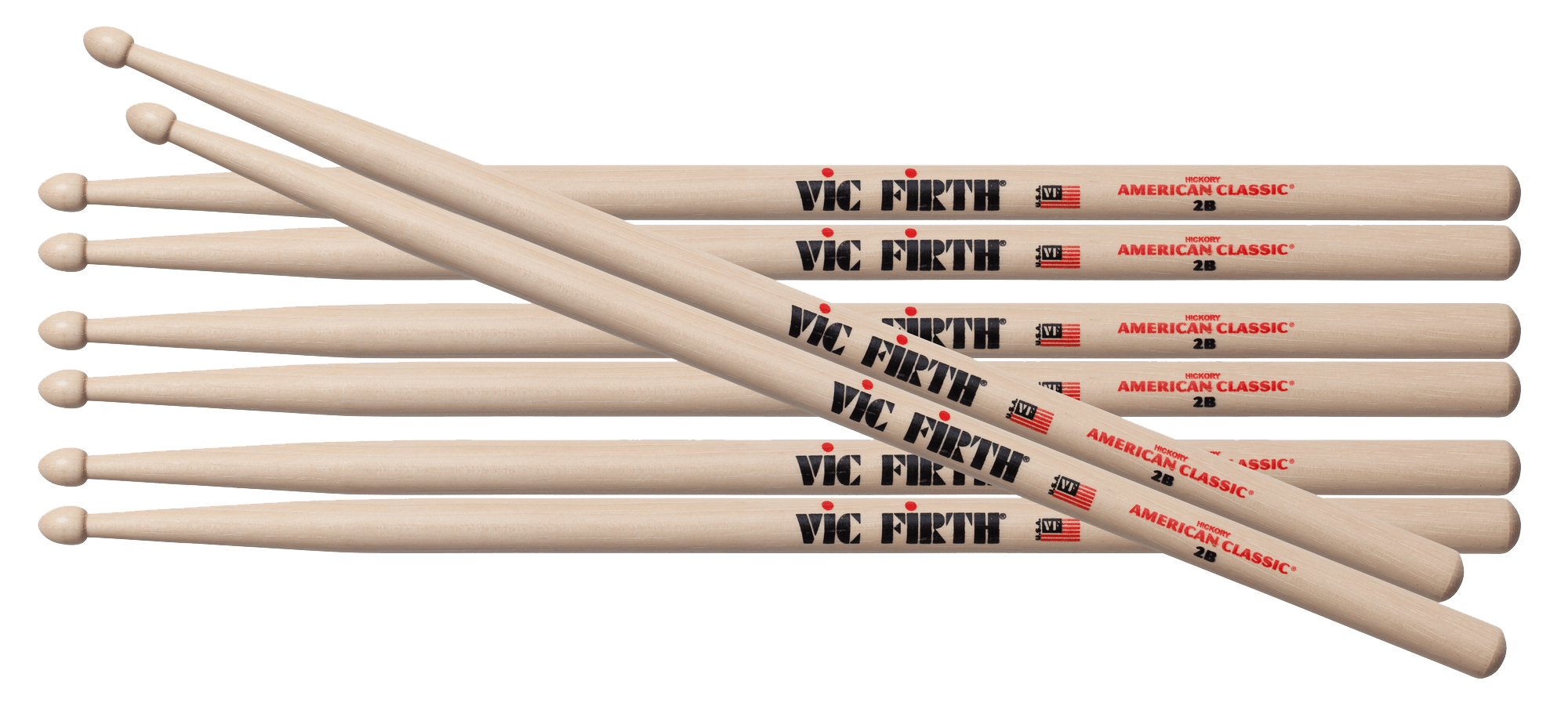 vic-firth-american-classic-2b-baguettes-batterie-hickory-lot image 1