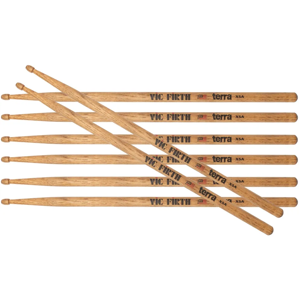 vic-firth-terra-x5at-baguettes-batterie-hickory-lot-4-paires image 1