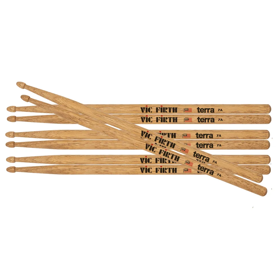 vic-firth-terra-7at-baguettes-batterie-hickory-pack-4-paires image 1