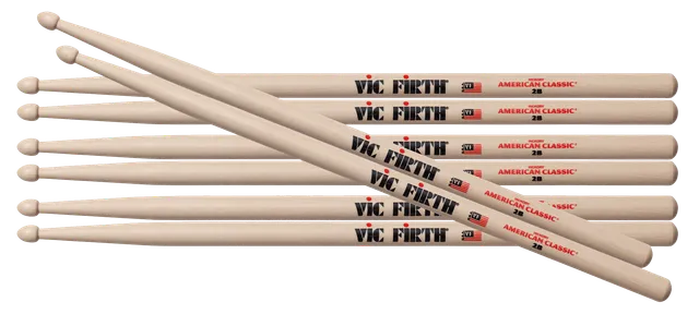 vic-firth-american-classic-2b-baguettes-batterie-hickory-lot image 1
