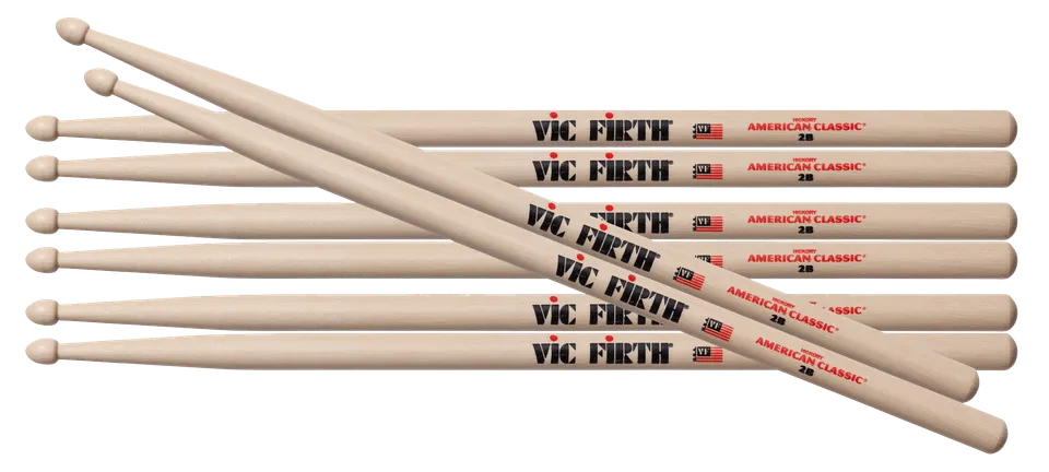 vic-firth-american-classic-2b-baguettes-batterie-hickory-lot image 1